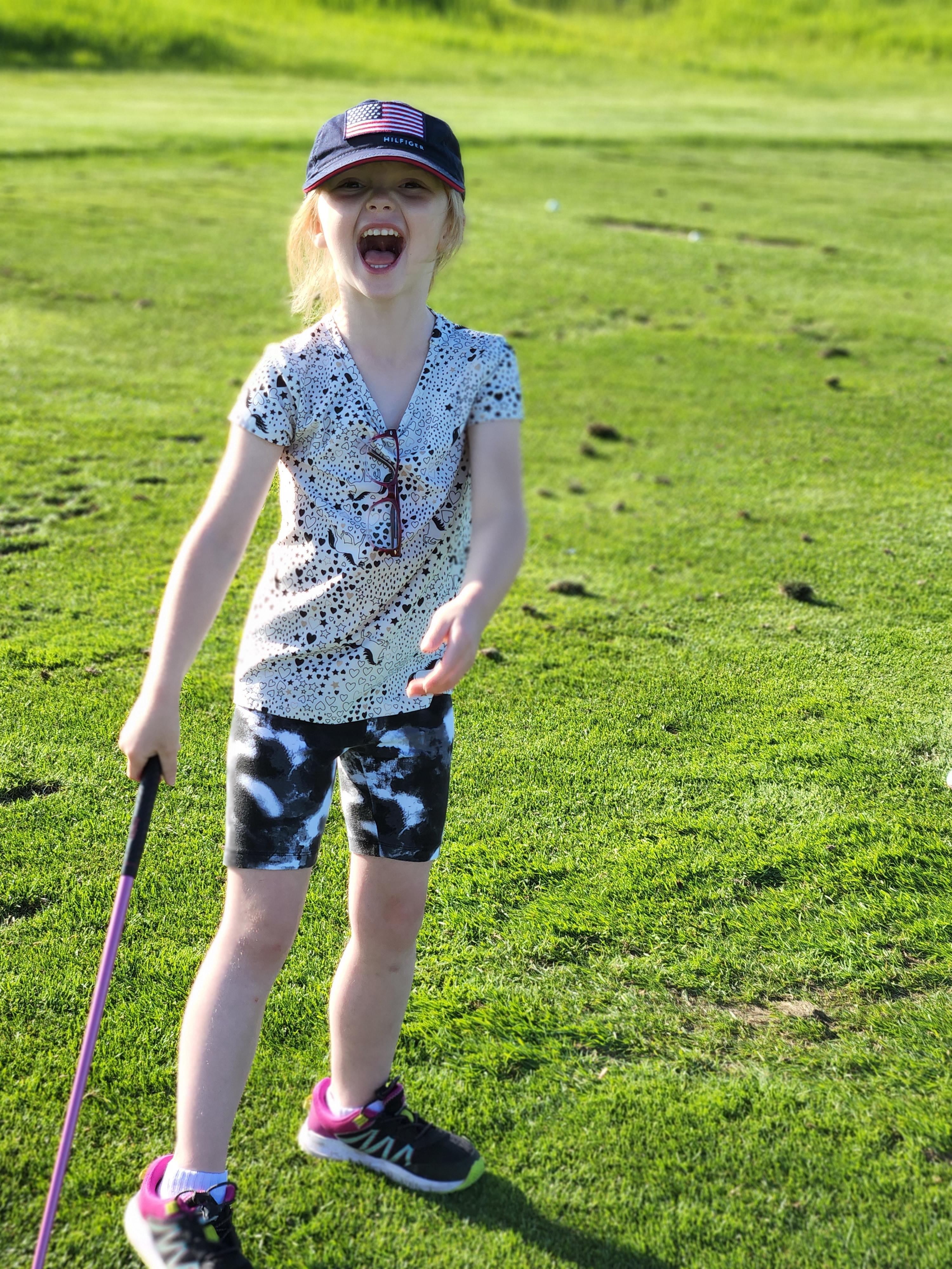 golfing at the grand forks country club in north dakota she is the found of this is our lemonade stand